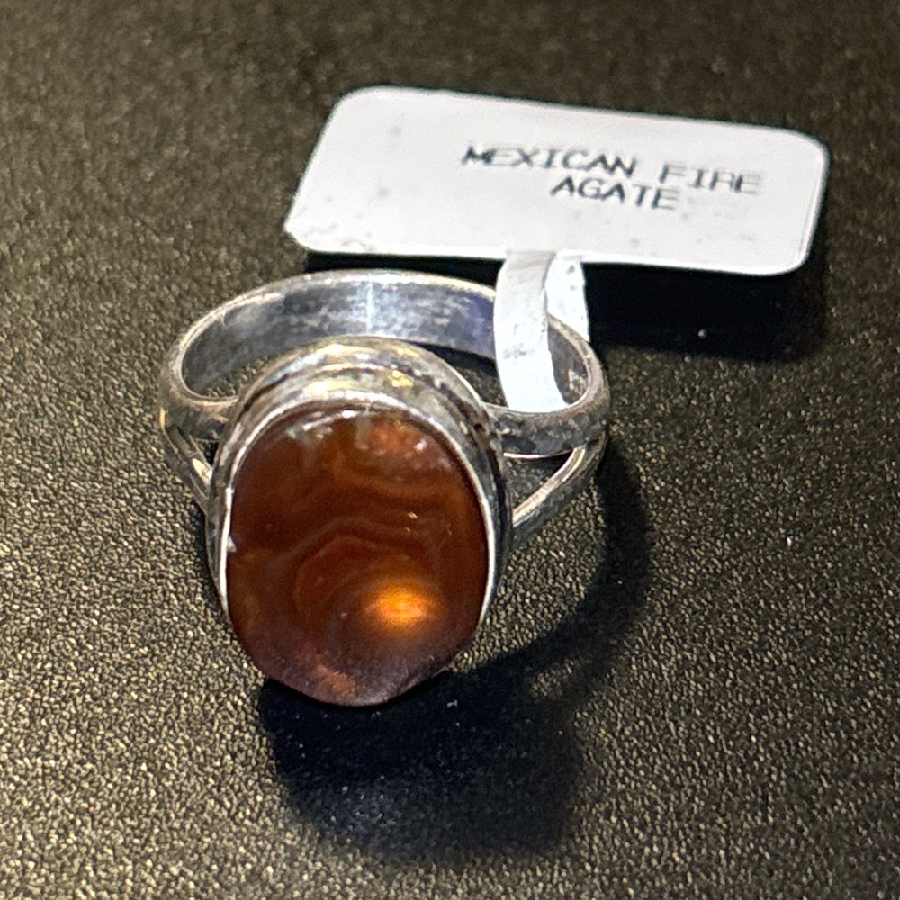 Silver Ring with Mexican Fire Agate